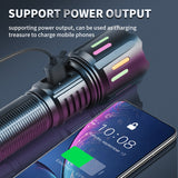 30W High Brightness LED Flashlight with Digital Display & Fluorescent Design - USB Rechargeable, 800-1200M Range(black+One 18650 battery)