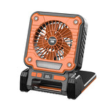 Solar & USB Rechargeable Camping Fan with LED Light - Portable Power Bank, 180? Collapsible(Orange)