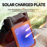 Solar & USB Rechargeable Camping Fan with LED Light - Portable Power Bank, 180? Collapsible(Orange)