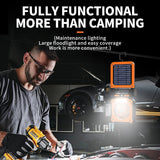 Solar & USB Rechargeable Camping Fan with LED Light - Portable Power Bank, 180° Collapsible(Orange) - 45-Degree Angle