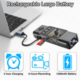 Mini Body Camera with 180 Rotatable Lens, Night Vision & Motion Detection - 1.3 Screen 1200mAh Battery(black)