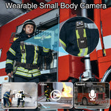 Mini Body Camera with 180 Rotatable Lens, Night Vision & Motion Detection - 1.3 Screen 1200mAh Battery(black+32G)"