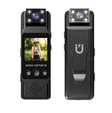 Mini Body Camera with 180 Rotatable Lens, Night Vision & Motion Detection - 1.3 Screen 1200mAh Battery(black+128G)
