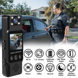 Mini Body Camera with 180 Rotatable Lens, Night Vision & Motion Detection - 1.3 Screen 1200mAh Battery(black+128G)