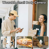Mini Body Camera with 180 Rotatable Lens, Night Vision & Motion Detection - 1.3 Screen 1200mAh Battery(black+128G)"
