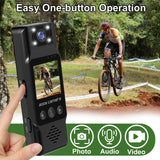 Mini Body Camera with 180 Rotatable Lens, Night Vision & Motion Detection - 1.3 Screen 1200mAh Battery(black+128G)"