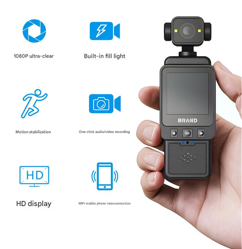 Compact Body Camera with 180? Rotatable Lens, Night Vision, WiFi & Built-in Fill Lights(black)