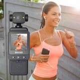 Compact Body Camera with 180? Rotatable Lens, Night Vision, WiFi & Built-in Fill Lights(black+64G) - Side View