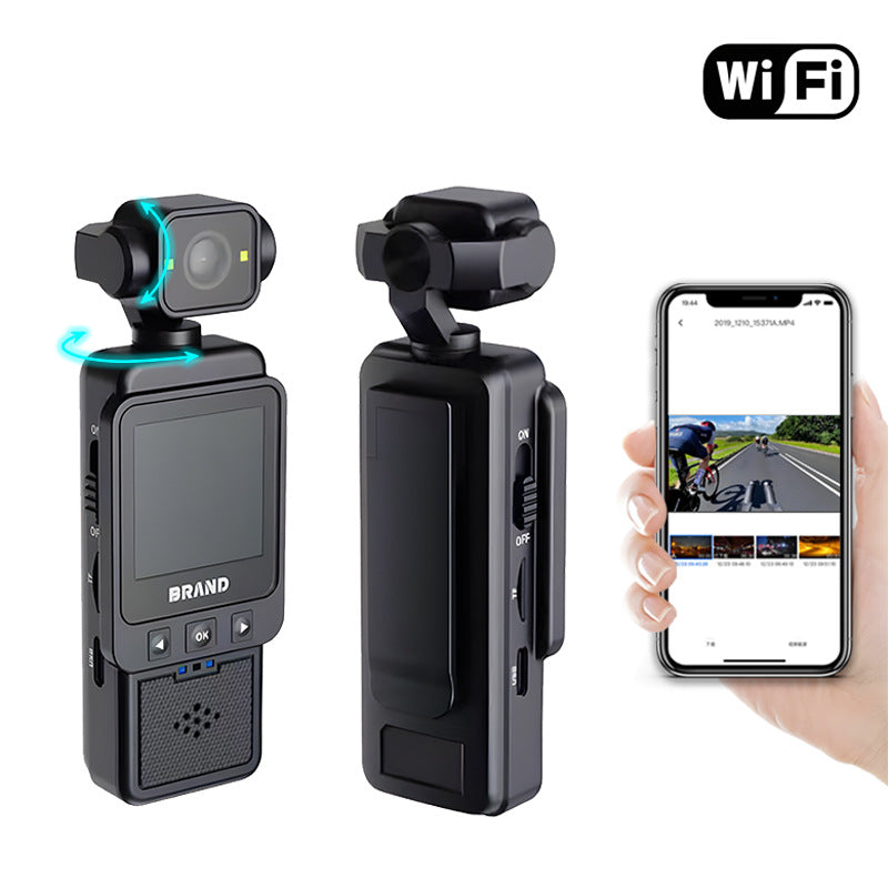 Compact Body Camera with 180? Rotatable Lens, Night Vision, WiFi & Built-in Fill Lights(black+128G)