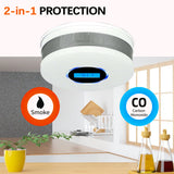 2-in-1 Smoke & Carbon Monoxide Detector with LCD Display - Real-Time Monitoring & Loud Alarm(White) - Side View