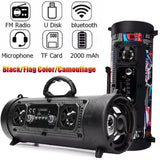 Portable Wireless Speaker - FM Radio, USB/TF Playback, AUX Input, Microphone Support & 2000mAh Battery(black) - Front View