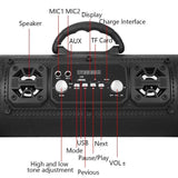Portable Wireless Speaker - FM Radio, USB/TF Playback, AUX Input, Microphone Support & 2000mAh Battery(black) - Top-Down View