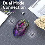 Ergonomic Dual-Mode Wireless Gaming Mouse - Mute Buttons, Adjustable DPI, Rechargeable, Multi-Assist Keys(black)