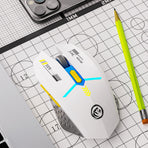 Ergonomic Dual-Mode Wireless Gaming Mouse - Mute Buttons, Adjustable DPI, Rechargeable, Multi-Assist Keys(white)