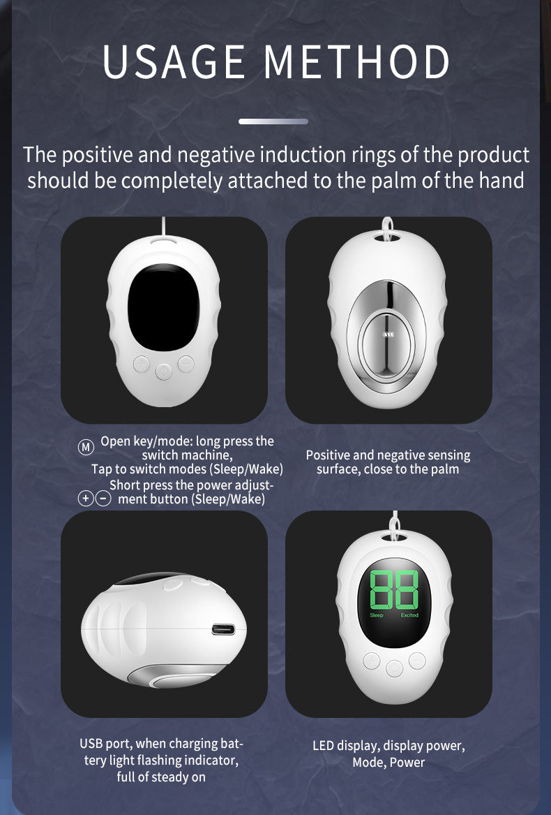 Handheld Microcurrent Sleep Aid Device - USB Rechargeable Pulse Massager for Relaxation & Deep Sleep(White)