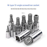 10-Piece M-Type Spline Bit Socket Set - Chrome Steel, Polished & Quenched for Durability with Storage Case(blue) - Side View