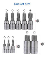 10-Piece M-Type Spline Bit Socket Set - Chrome Steel, Polished & Quenched for Durability with Storage Case(blue) - 45-Degree Angle