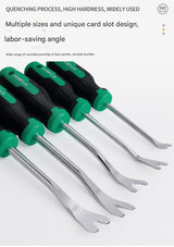 Professional 5-Piece Automotive Trim & Clip Removal Tool Set - High-Carbon Steel Pry Tools(black and green) - Top-Down View