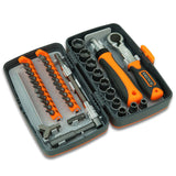 38-Piece Ratchet Screwdriver & Socket Wrench Set - Professional Multi-Bit Repair Tool Kit with Portable Case(orange) - Side View