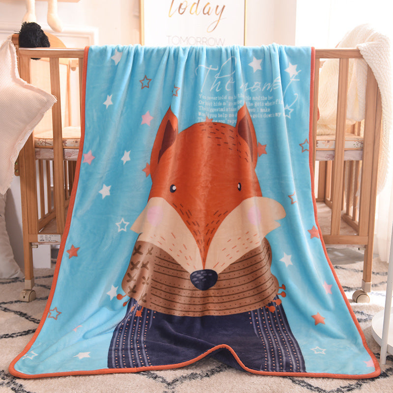 Ultra-Soft Kids Plush Fleece Blanket - Cozy Cartoon Animal Throw for All Seasons (Fox)
