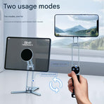 2-in-1 Magnetic Folding Stand for Phones & Tablets - Adjustable Aluminum Desktop & Handheld Holder(silver)