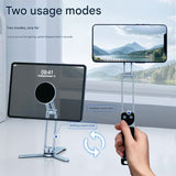 2-in-1 Magnetic Folding Stand for Phones & Tablets - Adjustable Aluminum Desktop & Handheld Holder(silver) - Front View