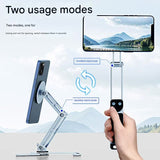 2-in-1 Magnetic Folding Stand for Phones & Tablets - Adjustable Aluminum Desktop & Handheld Holder(silver) - Side View
