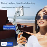 2-in-1 Magnetic Folding Stand for Phones & Tablets - Adjustable Aluminum Desktop & Handheld Holder(silver) - 45-Degree Angle