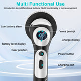 Multi-Functional Electric Spin Scrubber with Voice Broadcast, 9 Heads, Adjustable Extension Handle & LED Display(Black and White) - Front View