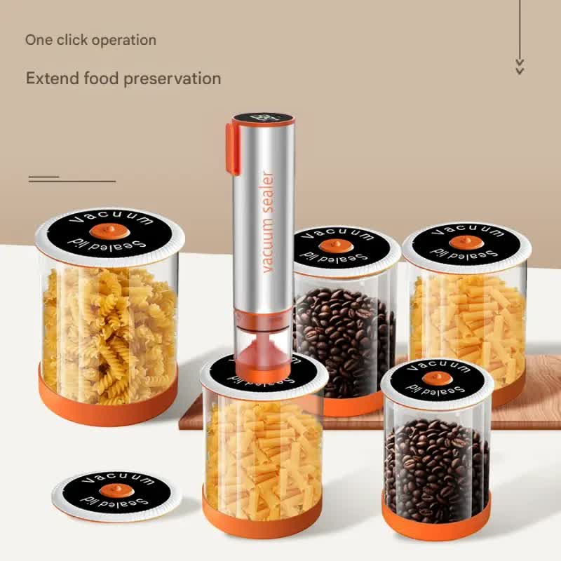 Multi-Function Handheld Electric Vacuum Sealer & Inflator Kit - For Food Bags, Jars, Wine & Balls(Gray Orange)