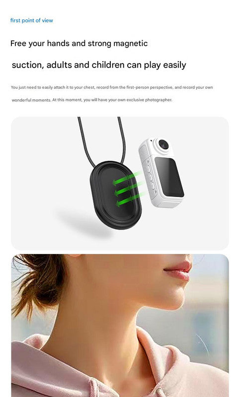 Thumb-Sized 2.7K Camera with 180 Rotatable Lens & Magnet Mount - Capture Your World Hands-Free(black+64G)