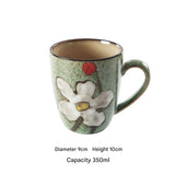 Artisanal Hand-Painted Floral Ceramic Mug - 350ml (Blind Box - 1 of 5 Styles Sent Randomly) - Side View