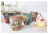 Artisanal Hand-Painted Floral Ceramic Mug - 350ml (Blind Box - 1 of 5 Styles Sent Randomly) - Close-Up Angle