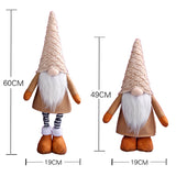 Retractable Leg Christmas Gnome Plush - Adjustable Standing Holiday Decoration(brown)