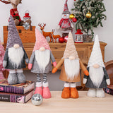 Retractable Leg Christmas Gnome Plush - Adjustable Standing Holiday Decoration(white) - Top-Down View