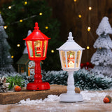 Festive LED Christmas Snow Globe Lantern - Glittering Tabletop Decoration with Santa/Snowman Scene, Dual Power(red) - Top-Down View