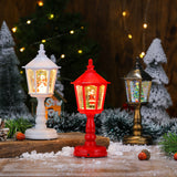 Festive LED Christmas Snow Globe Lantern - Glittering Tabletop Decoration with Santa/Snowman Scene, Dual Power(Bronze) - Side View