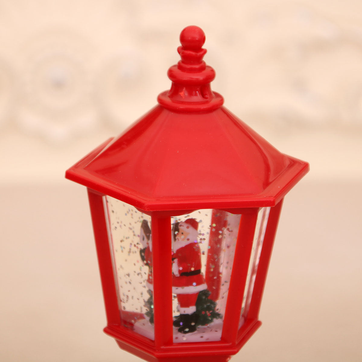 Festive LED Christmas Snow Globe Lantern - Glittering Tabletop Decoration with Santa/Snowman Scene,