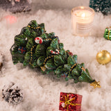 Miniature Decorated Christmas Tree Tabletop Ornament - Holiday Village Display Decoration(green) - Top-Down View