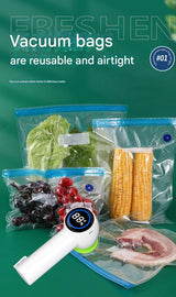 Multi-Function Handheld Vacuum Sealer & Inflator with LED Display - For Food Storage, Jars, Bags & Balls(white) - Side View