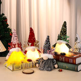 Light-Up Christmas Gnome Plush Doll with Sequin Hat & Antlers - Festive LED Tabletop Decoration(red) - Front View
