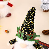 Light-Up Christmas Gnome Plush Doll with Sequin Hat & Antlers - Festive LED Tabletop Decoration(silver) - 45-Degree Angle