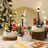 Light-Up Christmas Village Scene Figurine with LED Lamppost - Festive Tabletop Holiday Decoration(Elk Style) - Side View