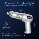 2-in-1 Cordless Handheld Vacuum & Air Duster - 12000Pa Suction, 70000 RPM, LED Light, USB-C Rechargeable(Silver) - Front View