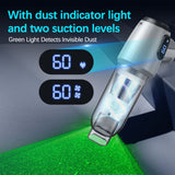 2-in-1 Cordless Handheld Vacuum & Air Duster - 12000Pa Suction, 70000 RPM, LED Light, USB-C Rechargeable(Silver) - Top-Down View