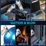 2-in-1 Cordless Handheld Vacuum & Air Duster - 12000Pa Suction, 70000 RPM, LED Light, USB-C Rechargeable(Silver) - Rear View