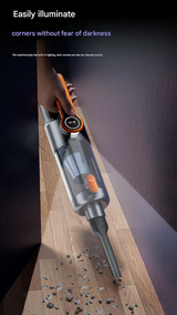 Multi-Function Cordless Handheld Vacuum Cleaner & Blower - Powerful Brushless Motor with Digital Display(Gray Orange) - Low Angle