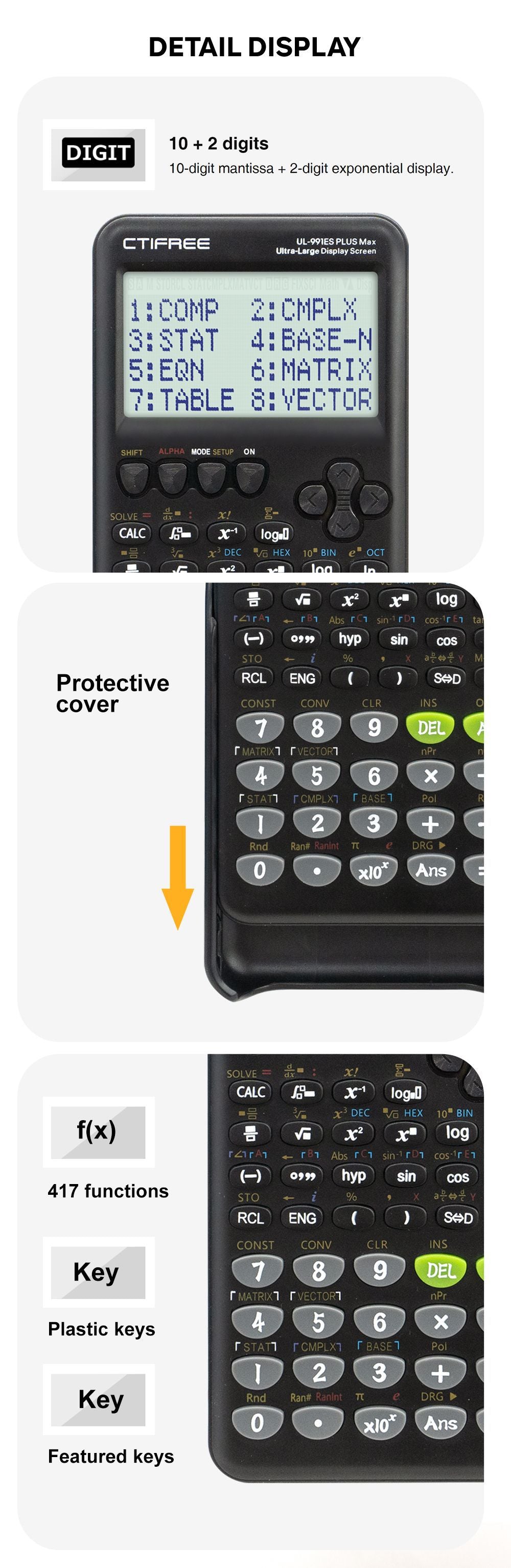 Advanced Scientific Calculator with 417 Functions & Large Natural Textbook Display(silver)