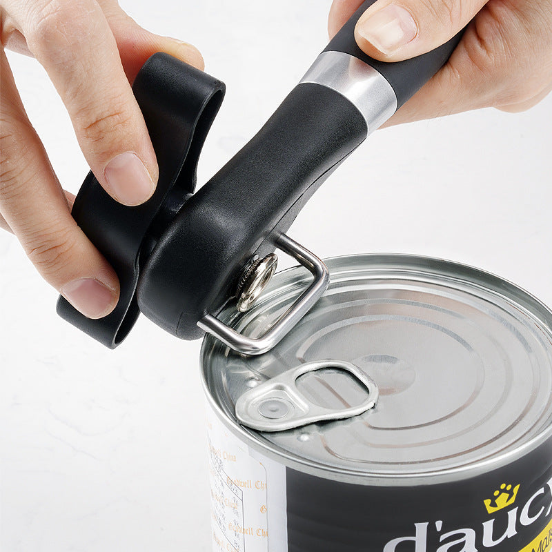 2pc Multifunctional Safe-Cut Can Opener - Smooth Edge, Ergonomic Handle(black)