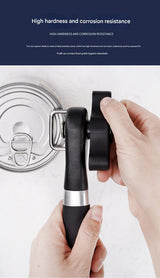 2pc Multifunctional Safe-Cut Can Opener - Smooth Edge, Ergonomic Handle(black) - Side View